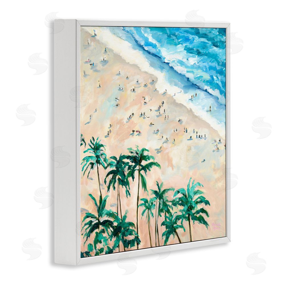 Meredith Howse Waikiki Beach Overview White Framed Giclee Wall Art Print