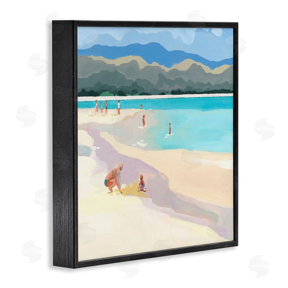 Meredith Howse Mother & Child Beach Scene Black Framed Giclee Wall Art Print