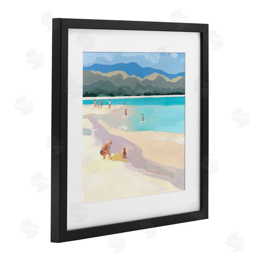 Meredith Howse Mother & Child Beach Scene Black Framed Print Under Glass Wall Art