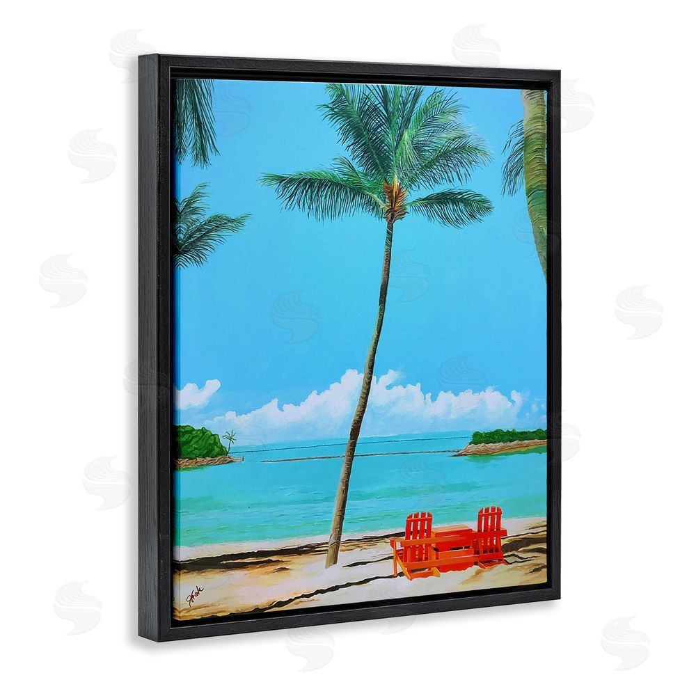 John Jaster Dreaming Of Palm Trees Black Floating Frame Canvas Wall Art Print