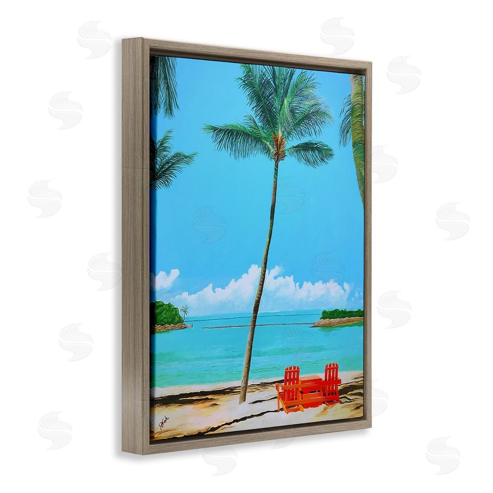 John Jaster Dreaming Of Palm Trees Brown Floating Frame Canvas Wall Art Print