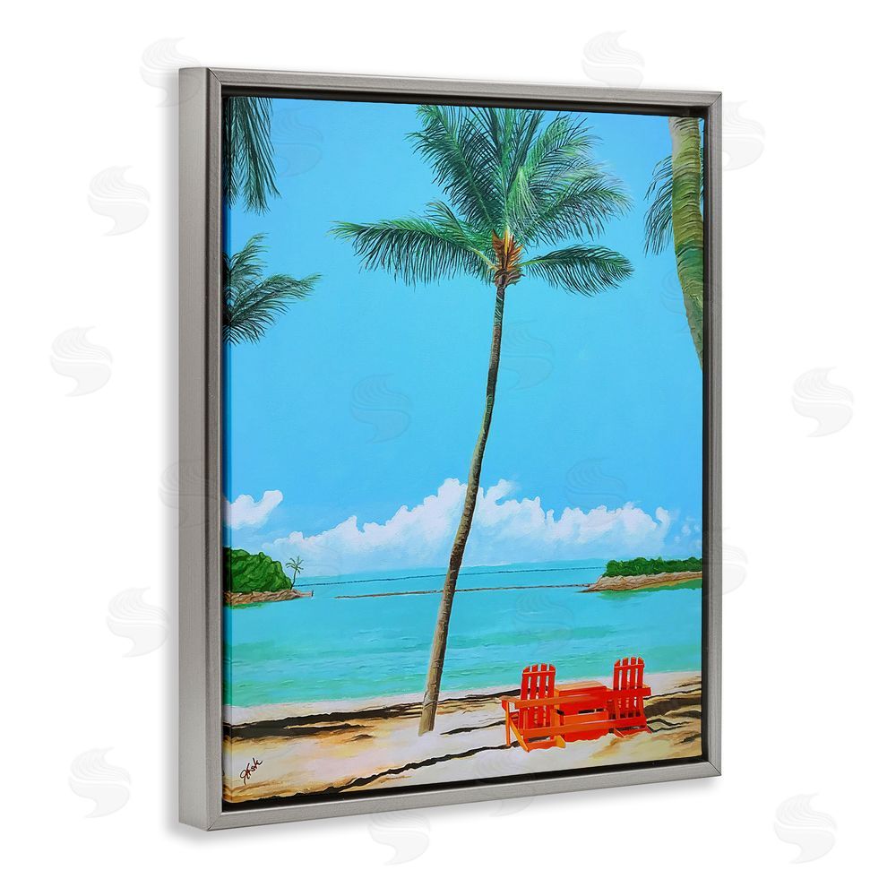 John Jaster Dreaming Of Palm Trees Gray Floating Frame Canvas Wall Art Print