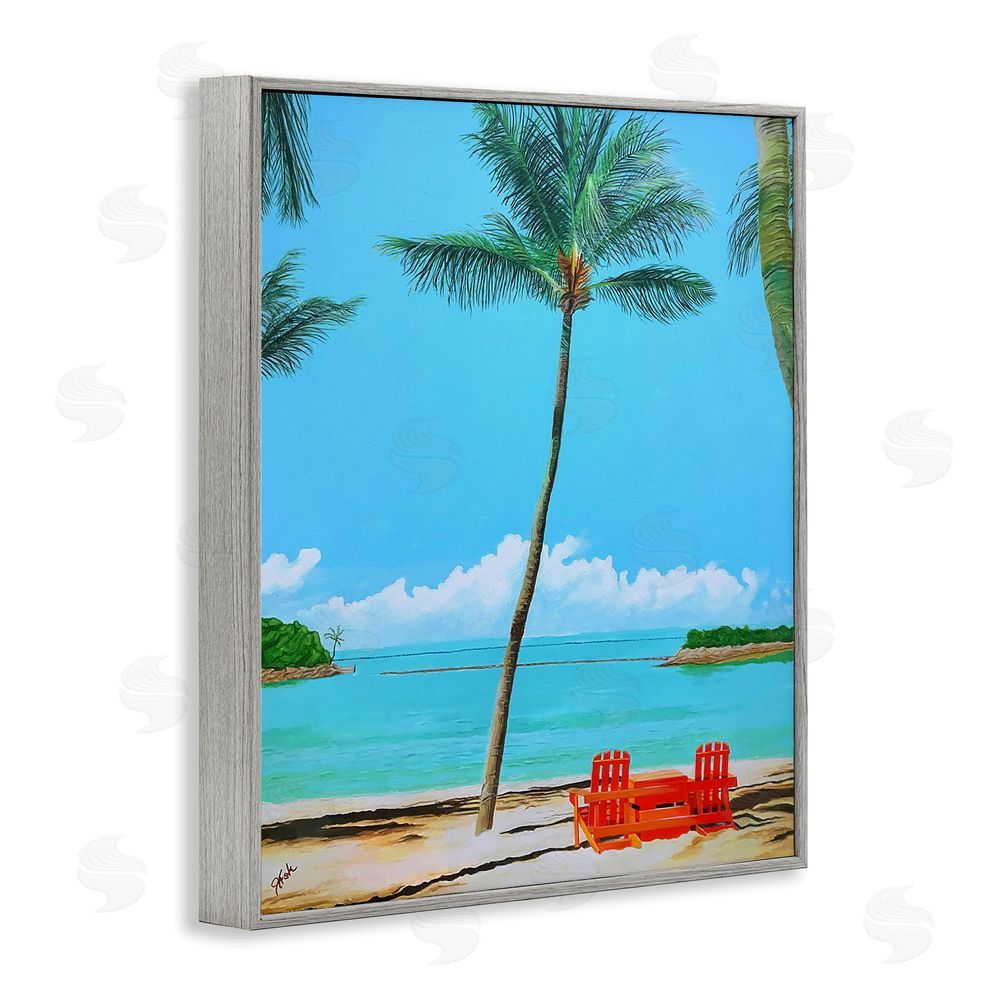 John Jaster Dreaming Of Palm Trees Gray Framed Giclee Wall Art Print