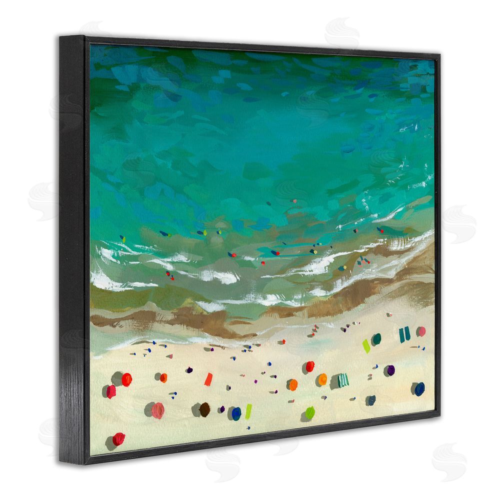 Brook Page Aerial Turquoise Shoreline Black Framed Giclee Wall Art Print