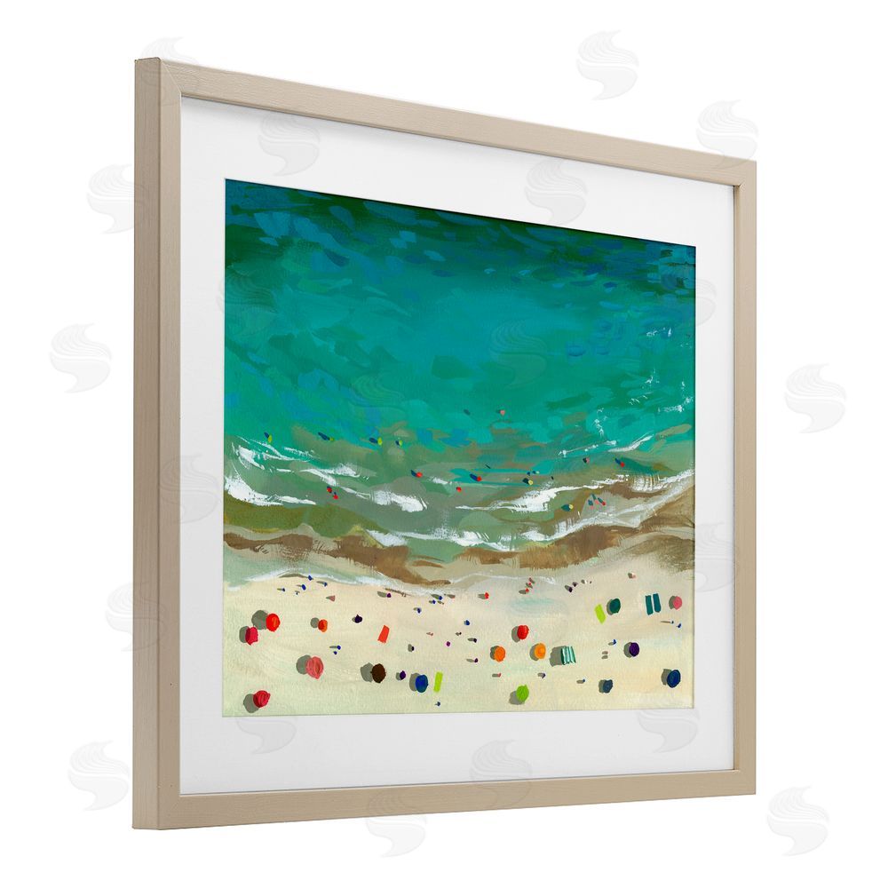 Brook Page Aerial Turquoise Shoreline Brown Framed Print Under Glass Wall Art