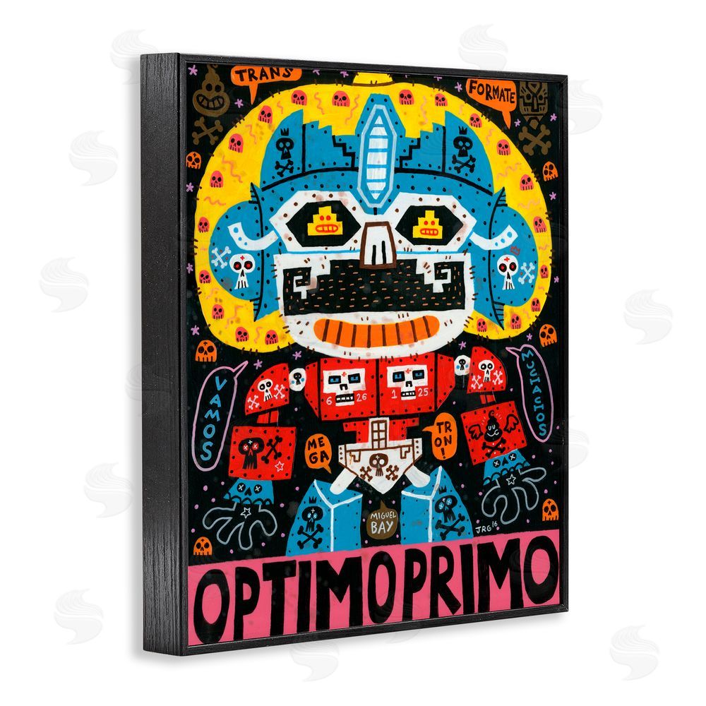 Jorge R. Gutierrez Iconic Robotic Character Collage Black Framed Giclee Wall Art Print