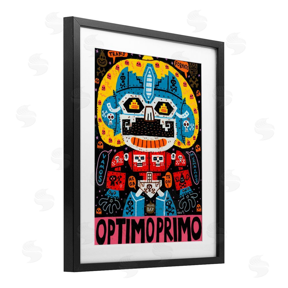 Jorge R. Gutierrez Iconic Robotic Character Collage Black Framed Print Under Glass with White Mat Wall Art