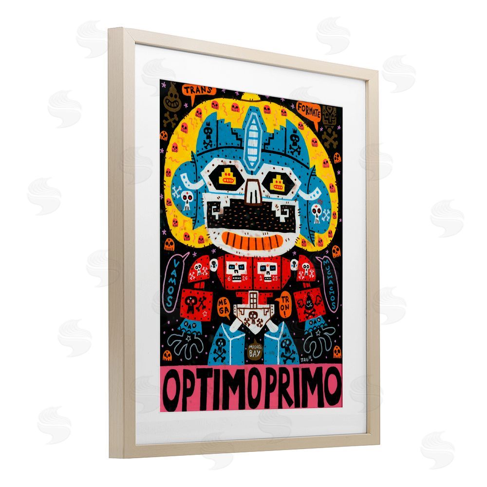 Jorge R. Gutierrez Iconic Robotic Character Collage Birch Framed Print Under Glass with White Mat Wall Art