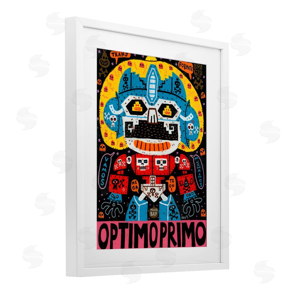 Jorge R. Gutierrez Iconic Robotic Character Collage White Framed Print Under Glass with Mat Wall Art