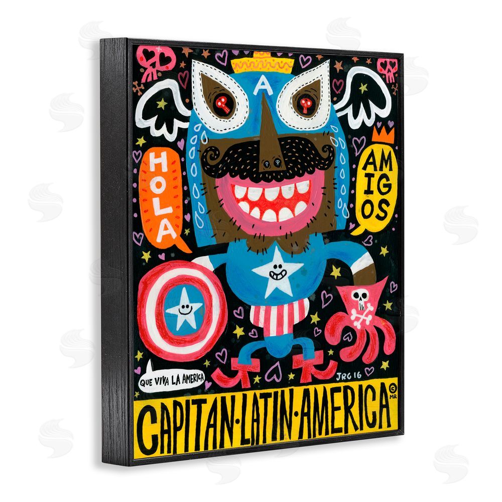 Jorge R. Gutierrez Todos Somos Americanos Collage Black Framed Giclee Wall Art Print
