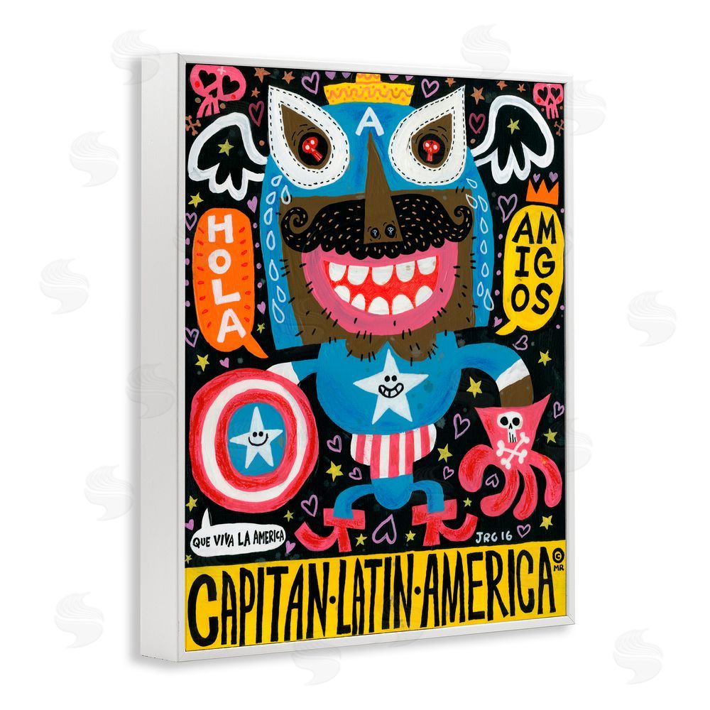 Jorge R. Gutierrez Todos Somos Americanos Collage White Framed Giclee Wall Art Print