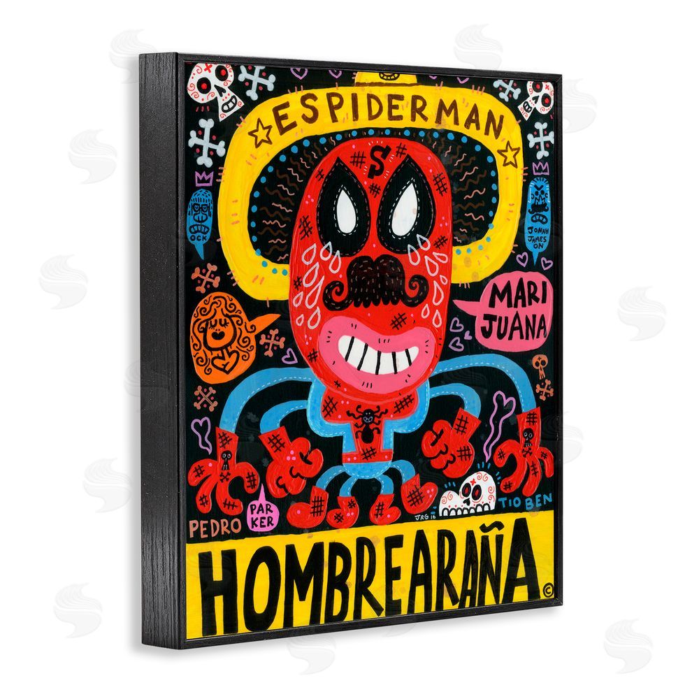 Jorge R. Gutierrez Iconic Superhero Character Collage Black Framed Giclee Wall Art Print