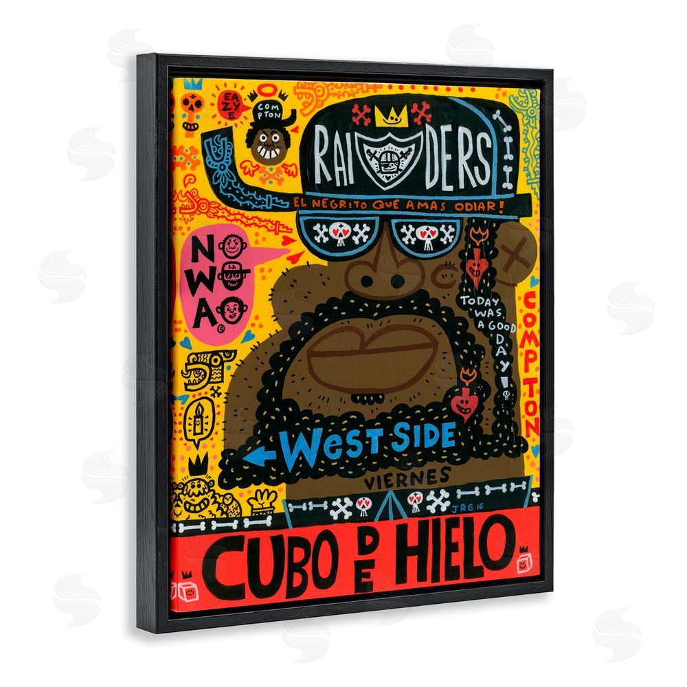 Jorge R. Gutierrez Iconic Hip Hop Collage Portrait Black Floating Frame Canvas Wall Art Print