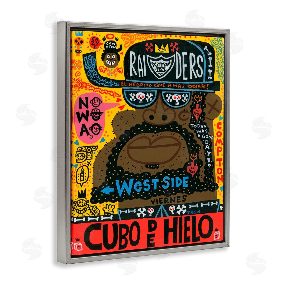 Jorge R. Gutierrez Iconic Hip Hop Collage Portrait Gray Floating Frame Canvas Wall Art Print