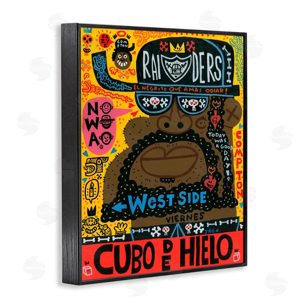 Jorge R. Gutierrez Iconic Hip Hop Collage Portrait Black Framed Giclee Wall Art Print