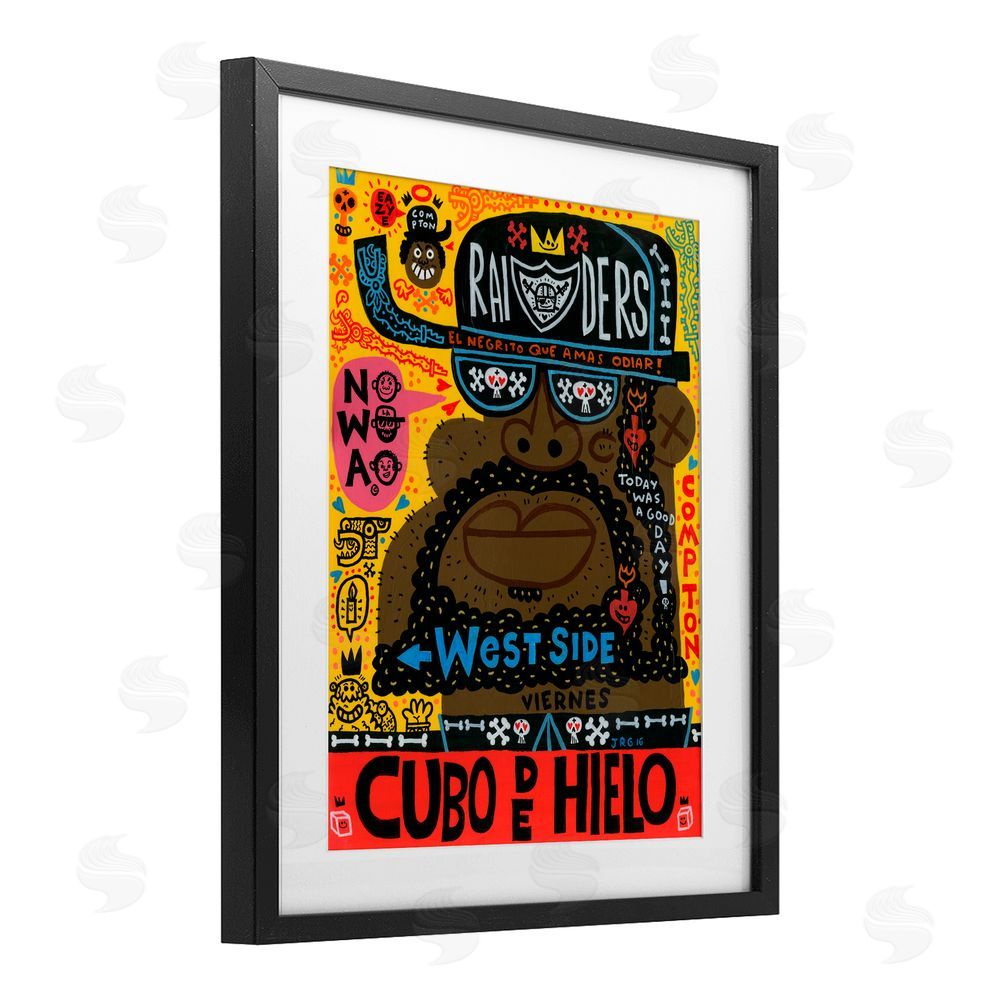 Jorge R. Gutierrez Iconic Hip Hop Collage Portrait Black Framed Print Under Glass with White Mat Wall Art