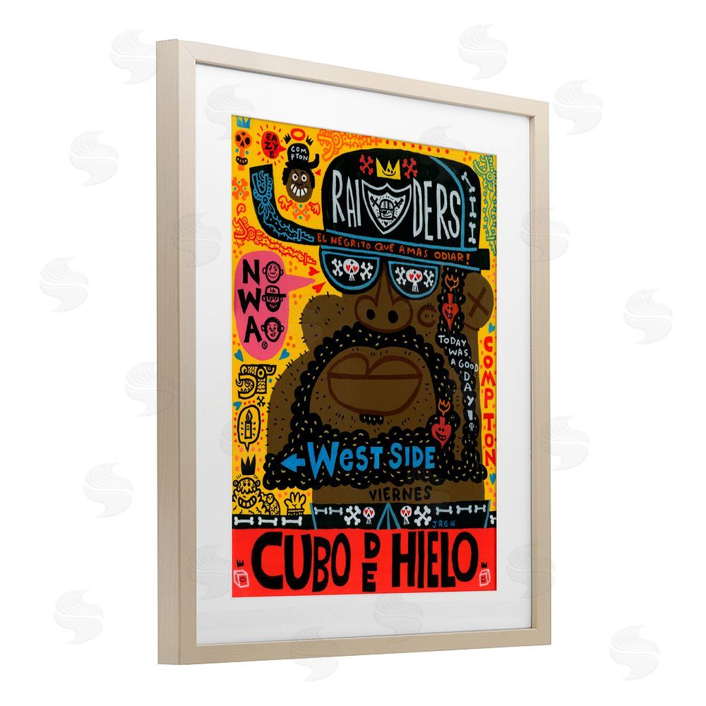 Jorge R. Gutierrez Iconic Hip Hop Collage Portrait Birch Framed Print Under Glass with White Mat Wall Art