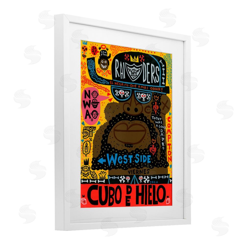 Jorge R. Gutierrez Iconic Hip Hop Collage Portrait White Framed Print Under Glass with Mat Wall Art