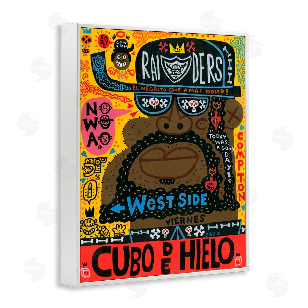 Jorge R. Gutierrez Iconic Hip Hop Collage Portrait White Framed Giclee Wall Art Print