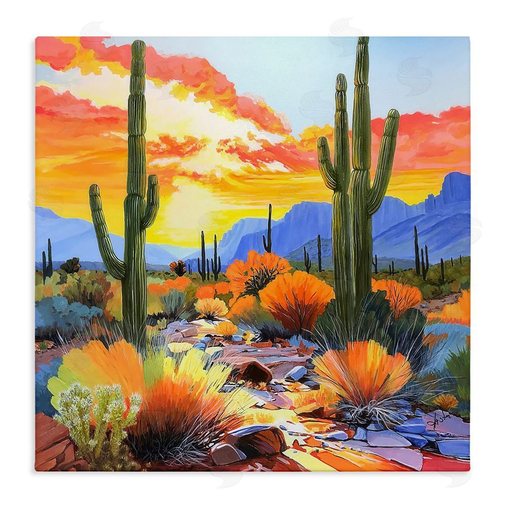John Jaster Desert Splendor Cacti Stretched Canvas Wall Art Print