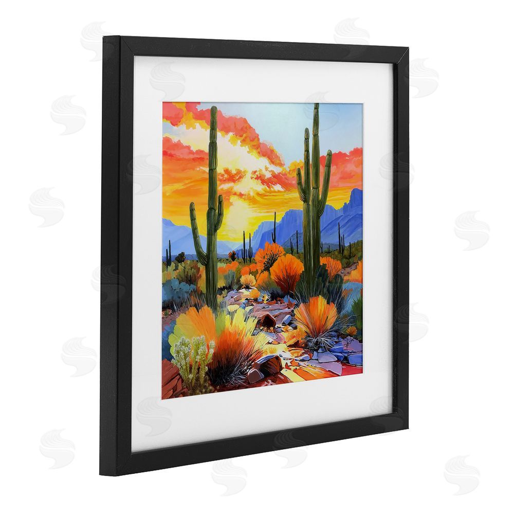 John Jaster Desert Splendor Cacti Black Framed Print Under Glass Wall Art