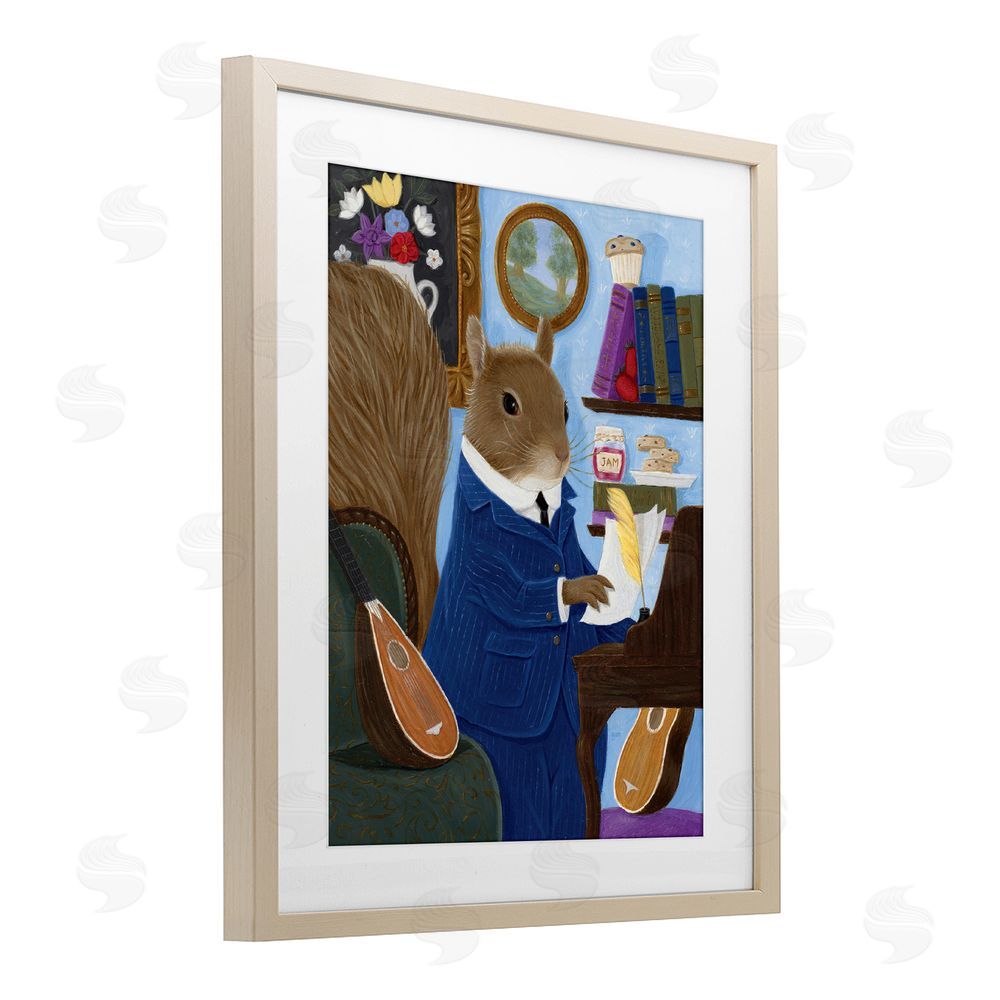 Gina Matarazzo Gentleman Squirrel Composing Brown Framed Print Under Glass Wall Art