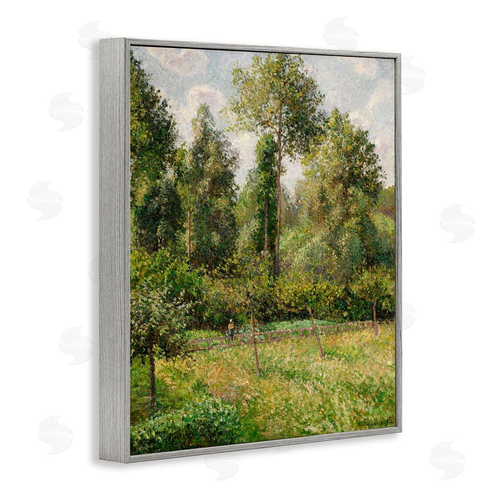 Camille Pissarro Poplars Classic Landscape Gray Framed Giclee Wall Art Print