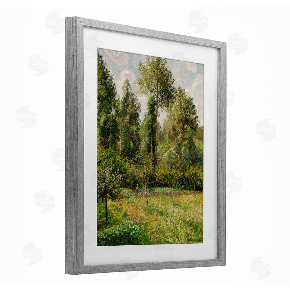 Camille Pissarro Poplars Classic Landscape Gray Framed Print Under Glass Wall Art