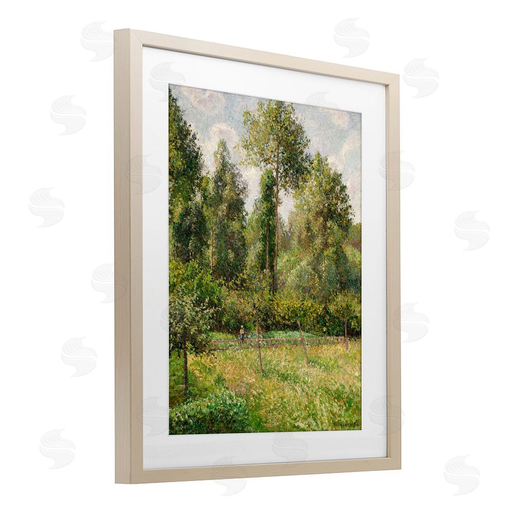 Camille Pissarro Poplars Classic Landscape Brown Framed Print Under Glass Wall Art