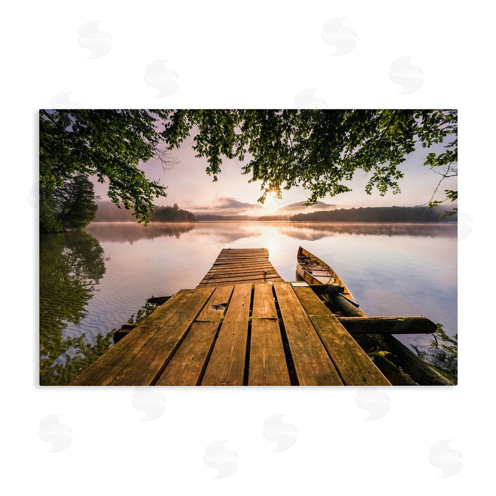 Jonathan Zaharek Misty Morning Light on Lake Stretched Canvas Wall Art Print