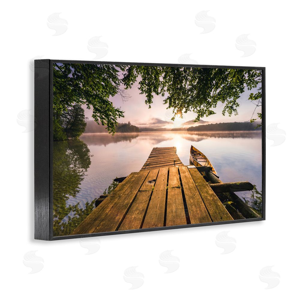 Jonathan Zaharek Misty Morning Light on Lake Black Framed Giclee Wall Art Print