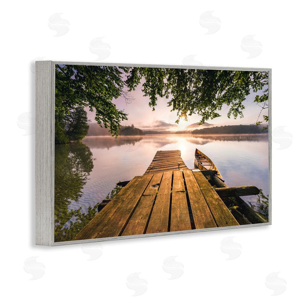 Jonathan Zaharek Misty Morning Light on Lake Gray Framed Giclee Wall Art Print