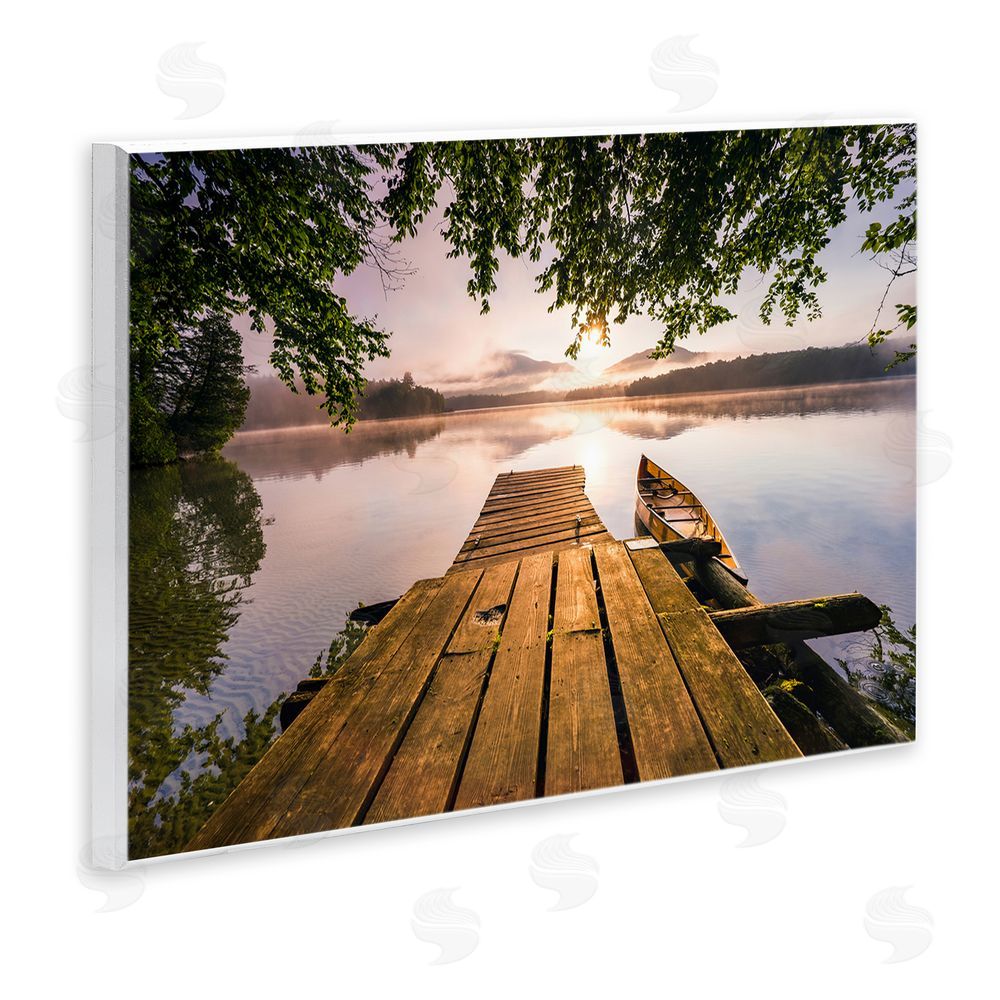 Jonathan Zaharek Misty Morning Light on Lake Wooden Wall Plaque Art Print
