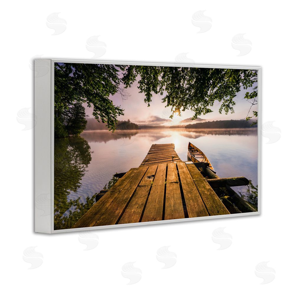 Jonathan Zaharek Misty Morning Light on Lake White Framed Giclee Wall Art Print