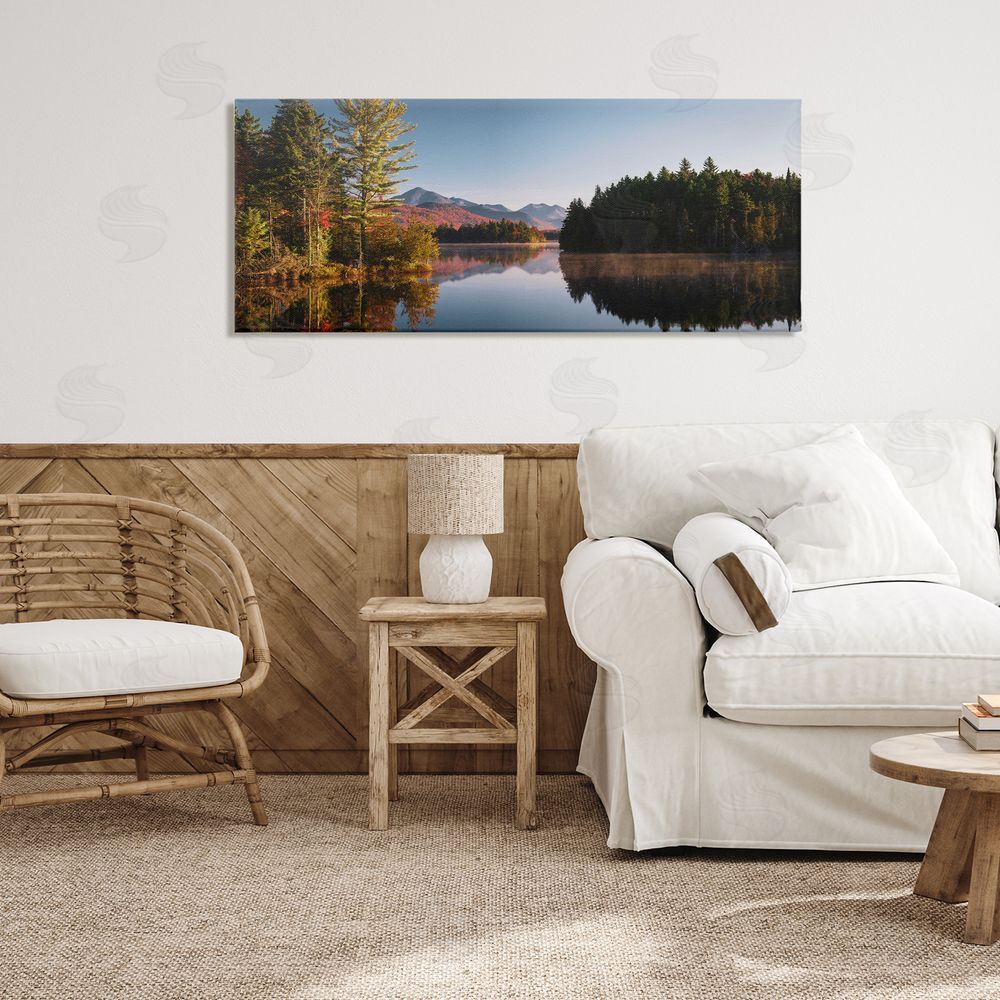 Jonathan Zaharek Autumn Morning Reflection Stretched Canvas Wall Art in Room