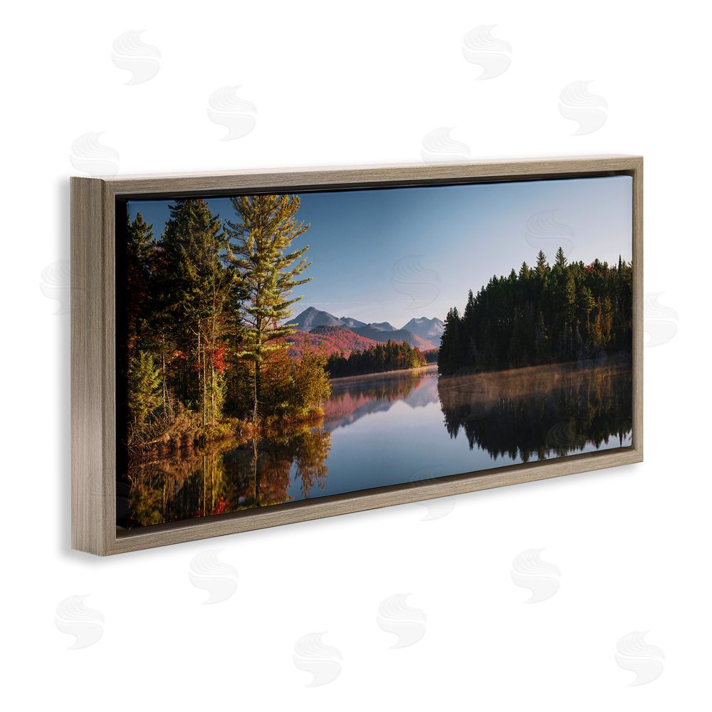 Jonathan Zaharek Autumn Morning Reflection Brown Floating Frame Canvas Wall Art Print