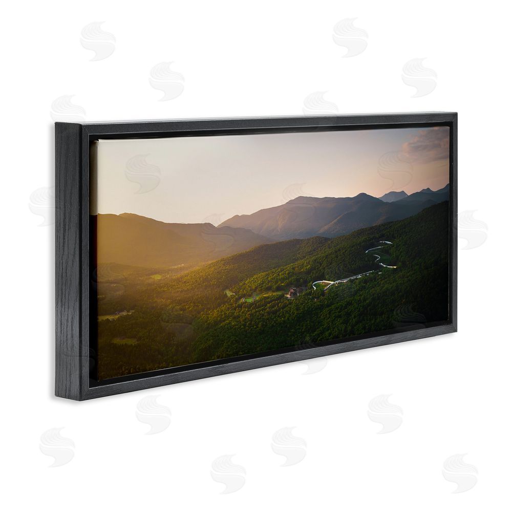 Jonathan Zaharek Winding Road Through Forested Mountains Black Floating Frame Canvas Wall Art Print