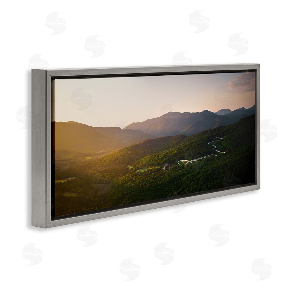 Jonathan Zaharek Winding Road Through Forested Mountains Gray Floating Frame Canvas Wall Art Print