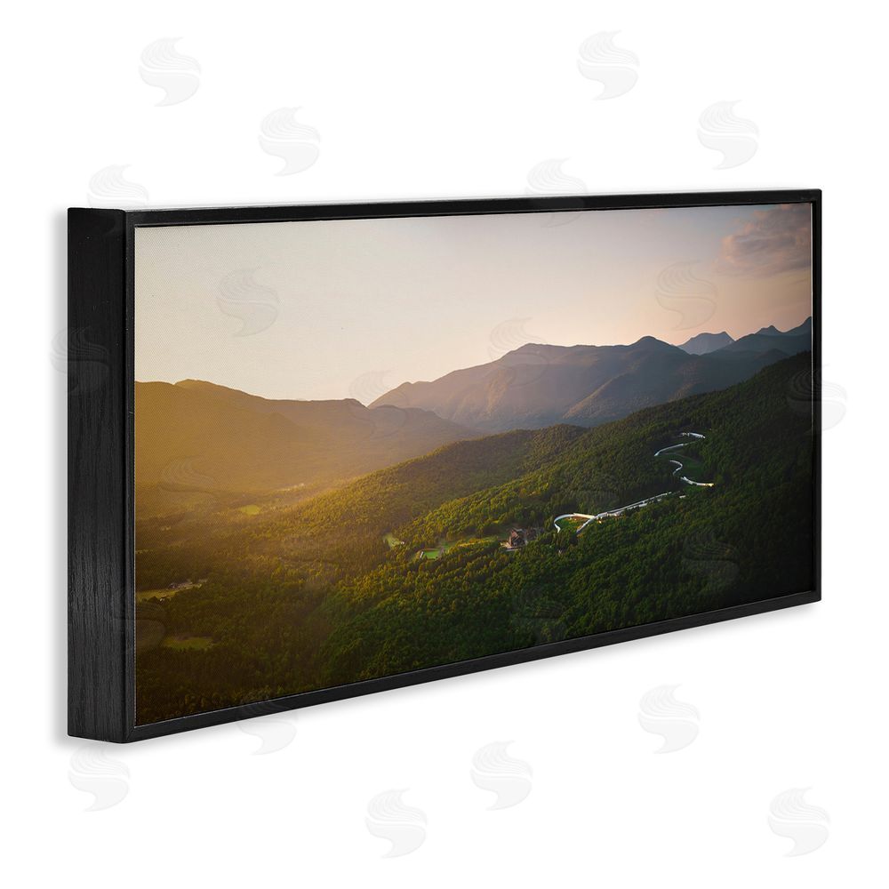 Jonathan Zaharek Winding Road Through Forested Mountains Black Framed Giclee Wall Art Print