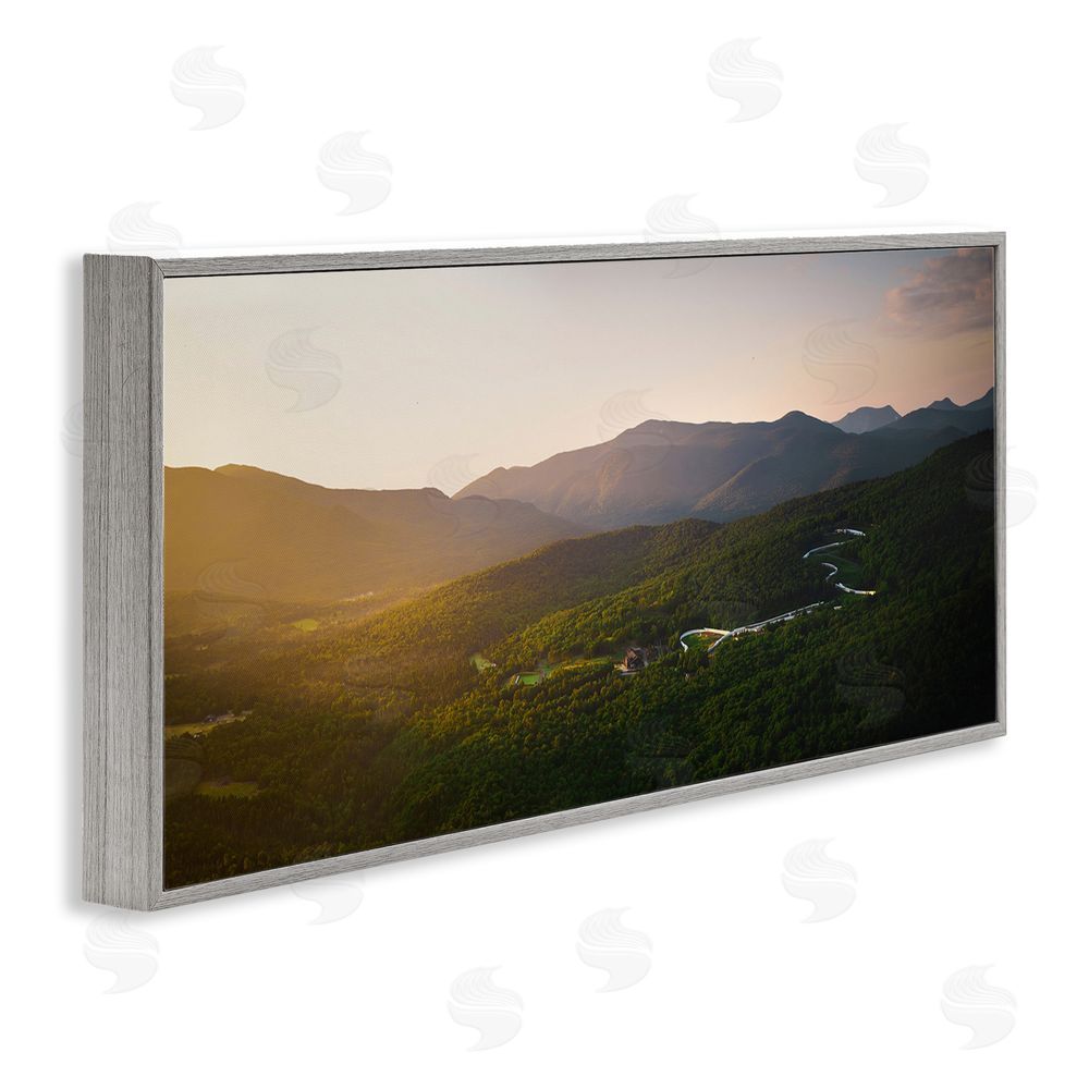 Jonathan Zaharek Winding Road Through Forested Mountains Gray Framed Giclee Wall Art Print