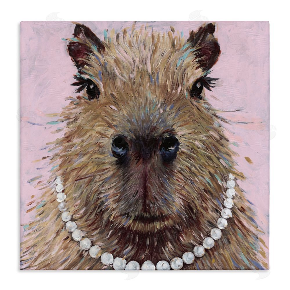 Studio Bautista Capybara with Pearl Necklace Canvas Wall Art Print