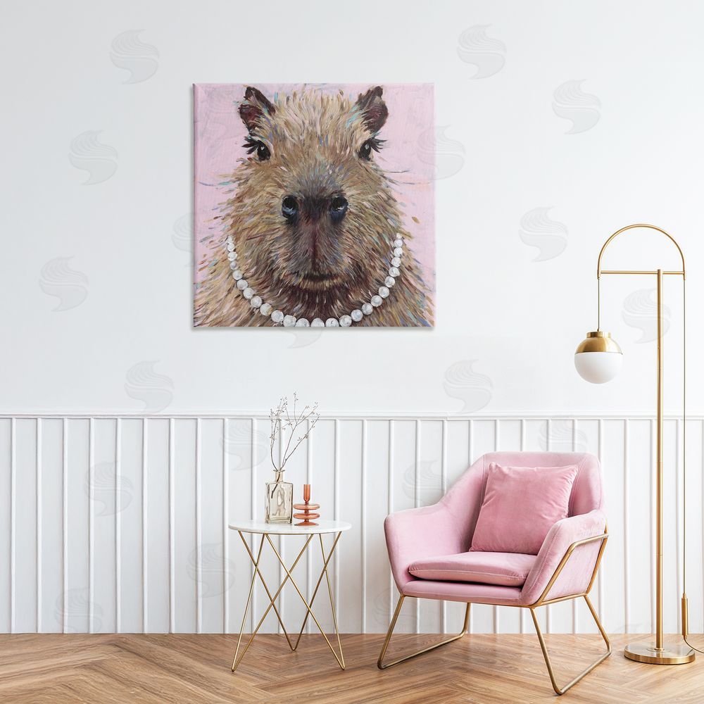 Studio Bautista Capybara with Pearl Necklace Canvas Art on Wall