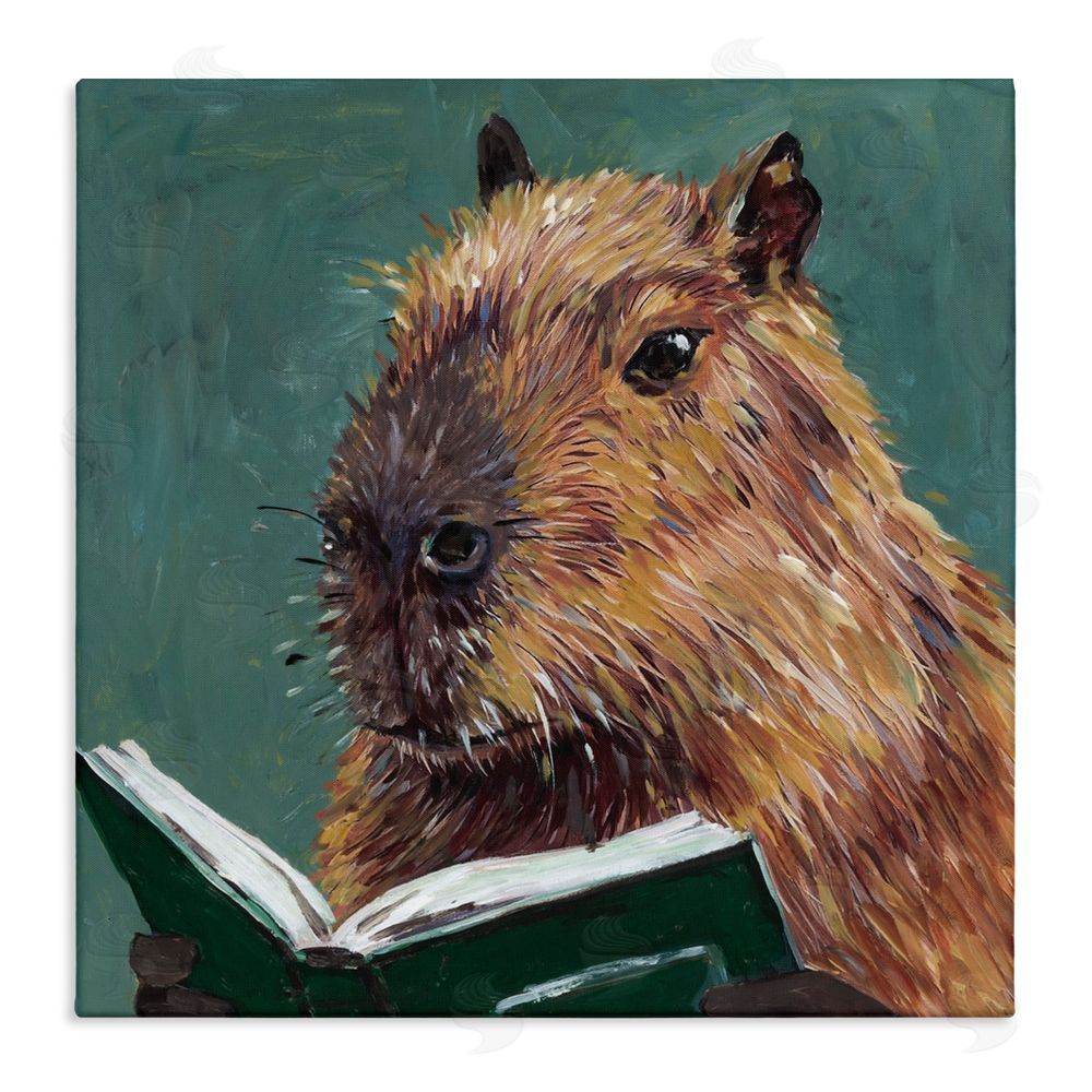 Studio Bautista Studious Capybara Reading Canvas Wall Art Print