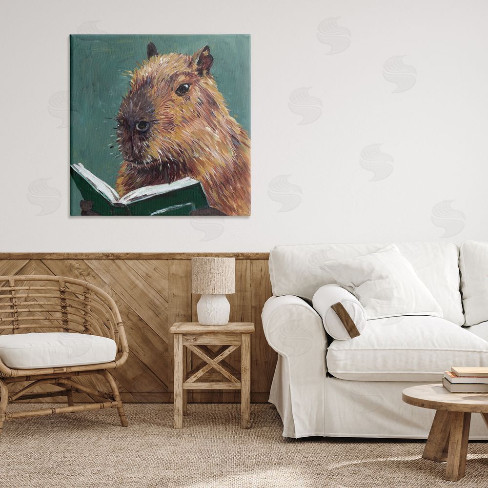 Studio Bautista Studious Capybara Reading Canvas Art on Wall