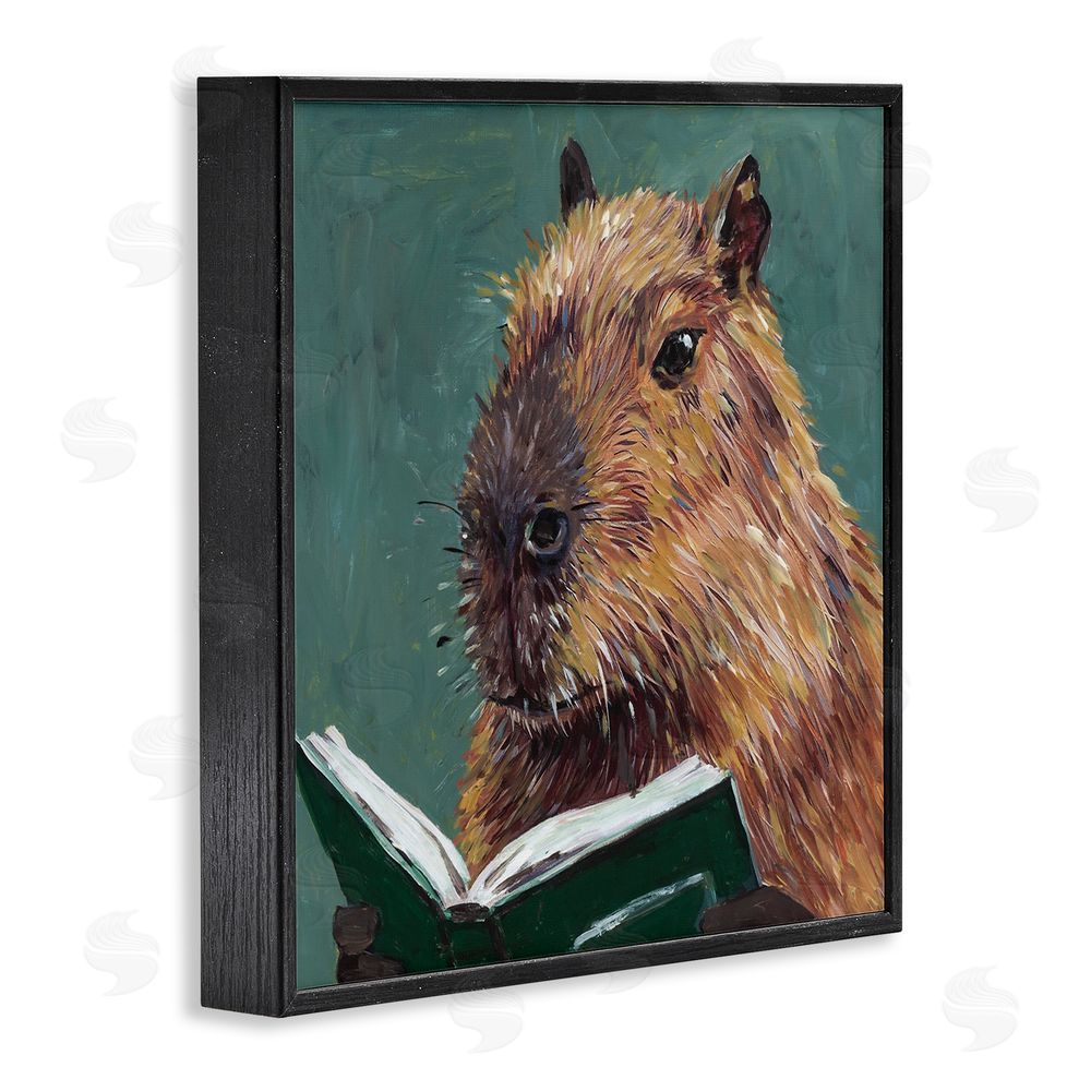 Studio Bautista Studious Capybara Reading Black Framed Giclee Wall Art Print