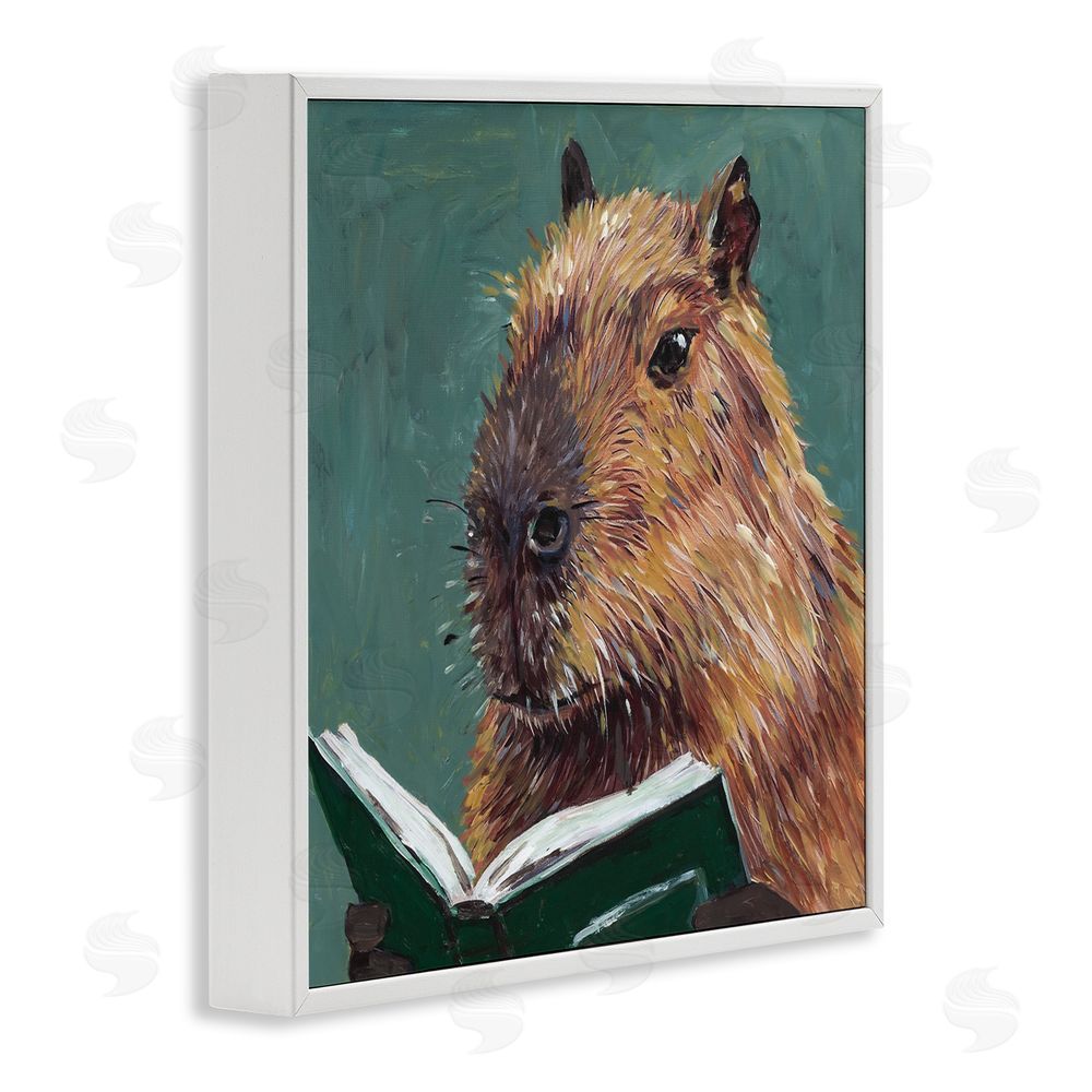 Studio Bautista Studious Capybara Reading White Framed Giclee Wall Art Print