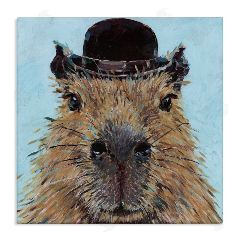 Studio Bautista Closeup Capybara with Hat Canvas Wall Art Print