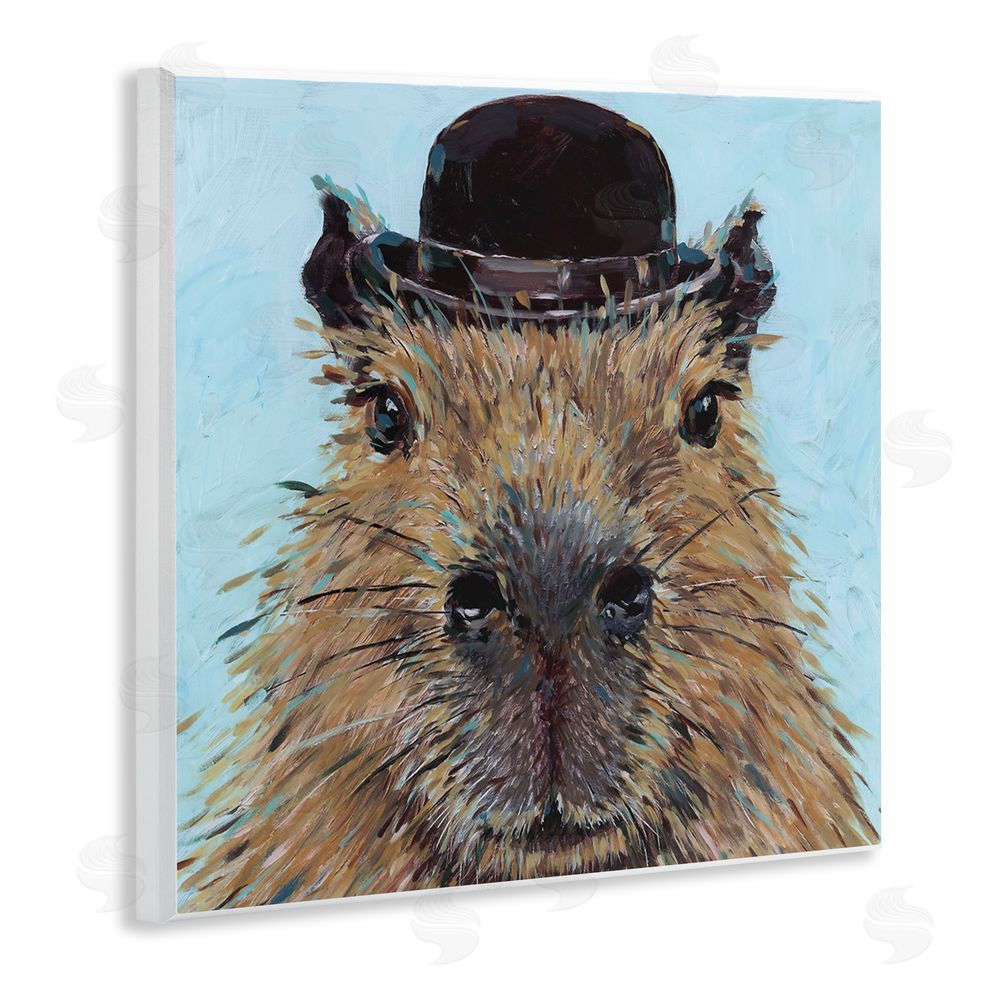 Studio Bautista Closeup Capybara with Hat Wall Plaque Art Print