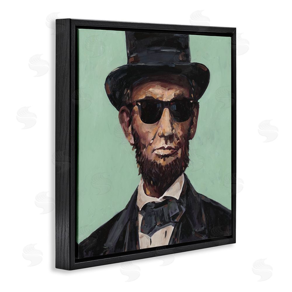 Studio Bautista Honest Abe With Shades Black Floating Frame Canvas Wall Art Print