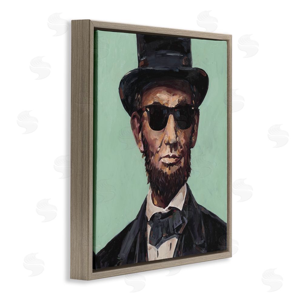 Studio Bautista Honest Abe With Shades Brown Floating Frame Canvas Wall Art Print
